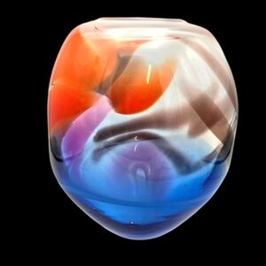 Vintage Hand-Blown Art Glass Vase Signed J De Lamatre Color Theory